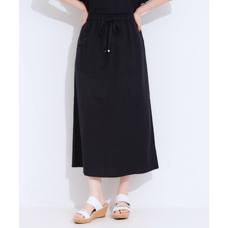 【セットアップ可/ひんやり】大人カジュアルに ベイカー風デザインスカート | SHOO・LA・RUE | 詳細画像1 