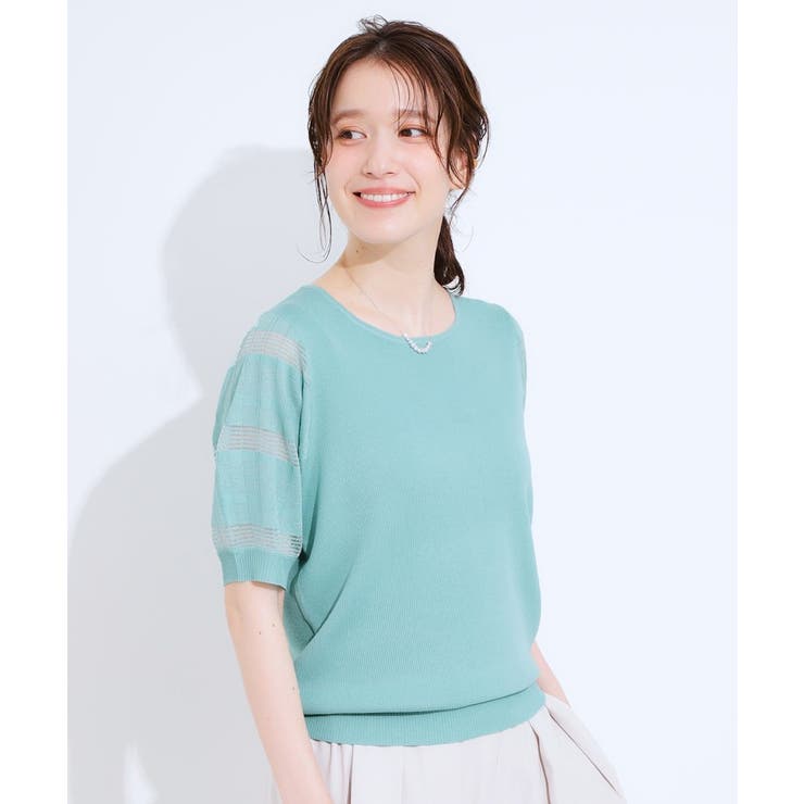 【S-LL】大人上品な お袖シアー切り替えニット | SHOO・LA・RUE | 詳細画像14 