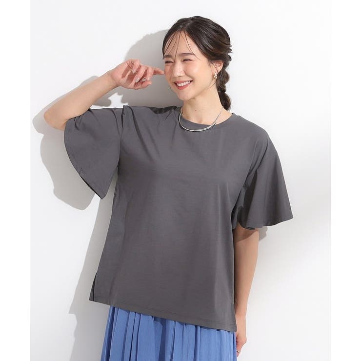 【S-LL/ひんやり/二の腕カバー】華やかさをプラスする お袖フリルTシャツ | SHOO・LA・RUE | 詳細画像17 