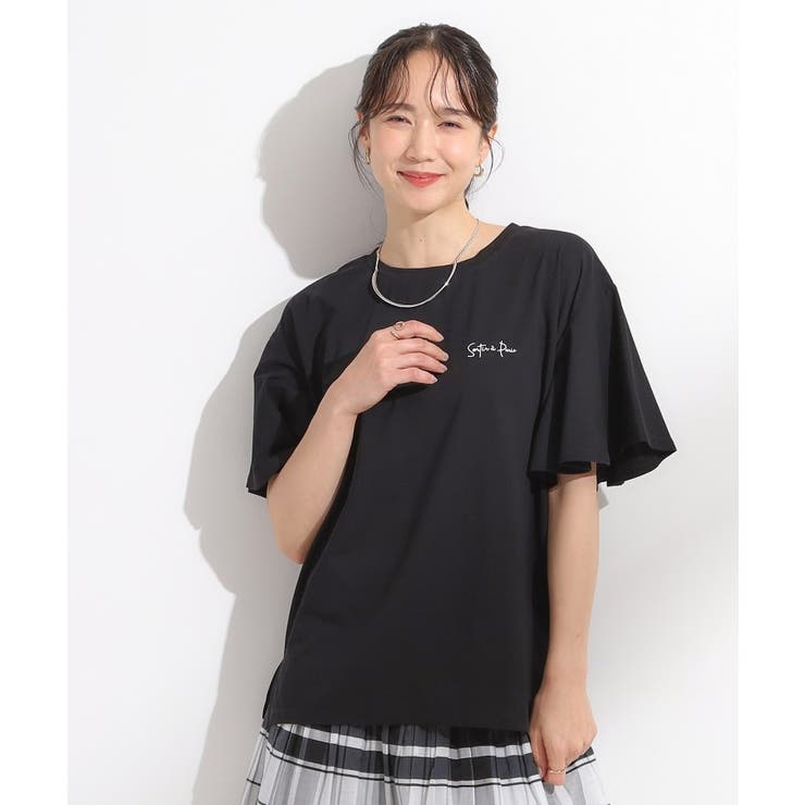 【S-LL/ひんやり/二の腕カバー】華やかさをプラスする お袖フリルTシャツ | SHOO・LA・RUE | 詳細画像1 