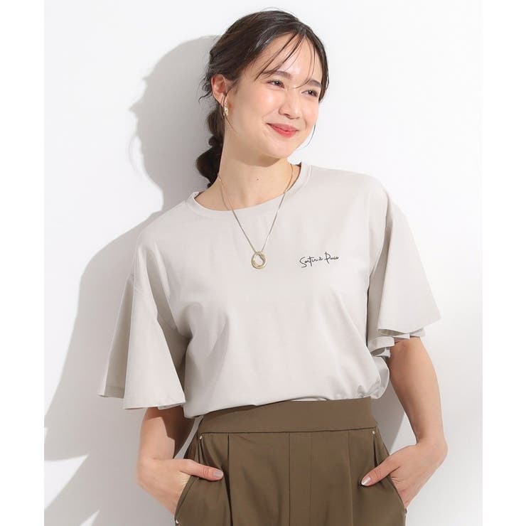 【S-LL/ひんやり/二の腕カバー】華やかさをプラスする お袖フリルTシャツ | SHOO・LA・RUE | 詳細画像5 