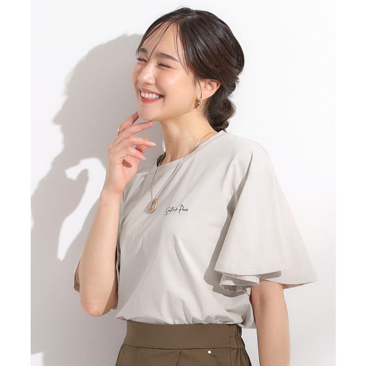 【S-LL/ひんやり/二の腕カバー】華やかさをプラスする お袖フリルTシャツ | SHOO・LA・RUE | 詳細画像6 