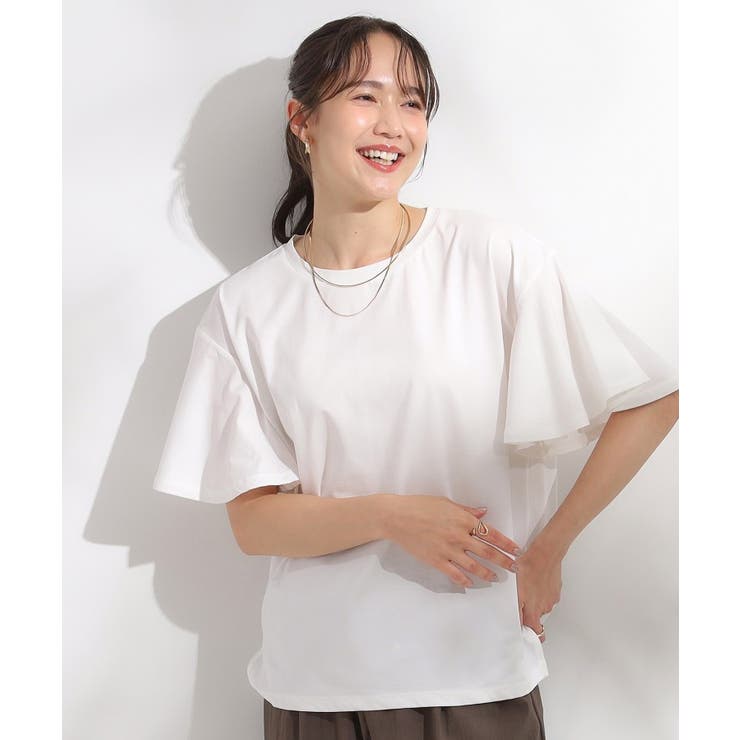 【S-LL/ひんやり/二の腕カバー】華やかさをプラスする お袖フリルTシャツ | SHOO・LA・RUE | 詳細画像21 