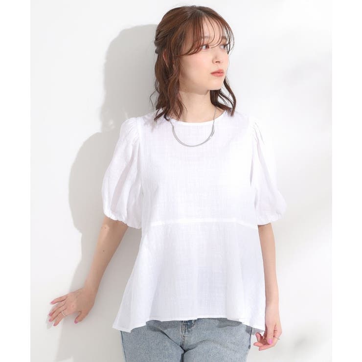 【S-LL】バルーン袖で大人可愛く ペプラムブラウス | SHOO・LA・RUE | 詳細画像1 