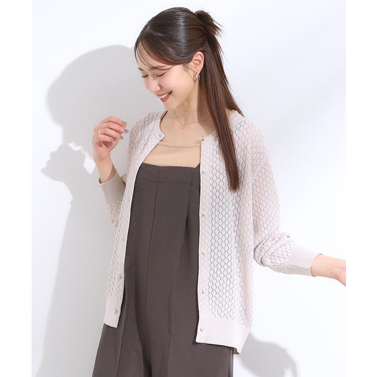 【S-LL】透かし編みが大人上品 マルチボタンニットカーディガン | SHOO・LA・RUE | 詳細画像2 