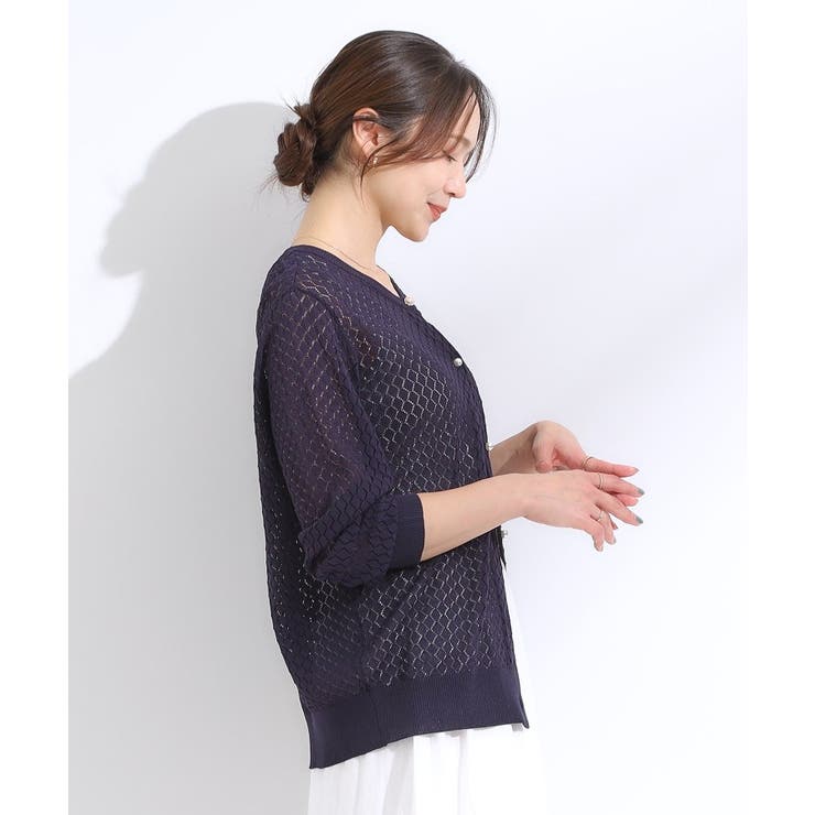 【S-LL】透かし編みが大人上品 マルチボタンニットカーディガン | SHOO・LA・RUE | 詳細画像10 