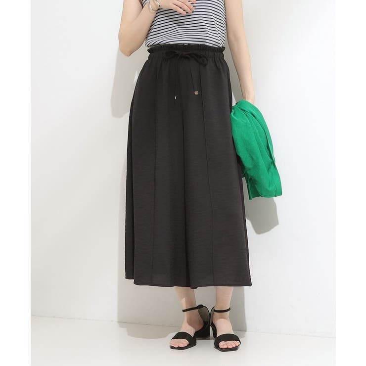 ブラック(019) | 【S-LL/ひんやり】さらっとタッチできれい見え ピンタックスカーチョ | SHOO・LA・RUE