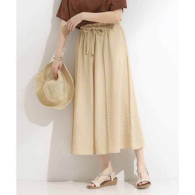 ベージュ(052) | 【S-LL/ひんやり】さらっとタッチできれい見え ピンタックスカーチョ | SHOO・LA・RUE