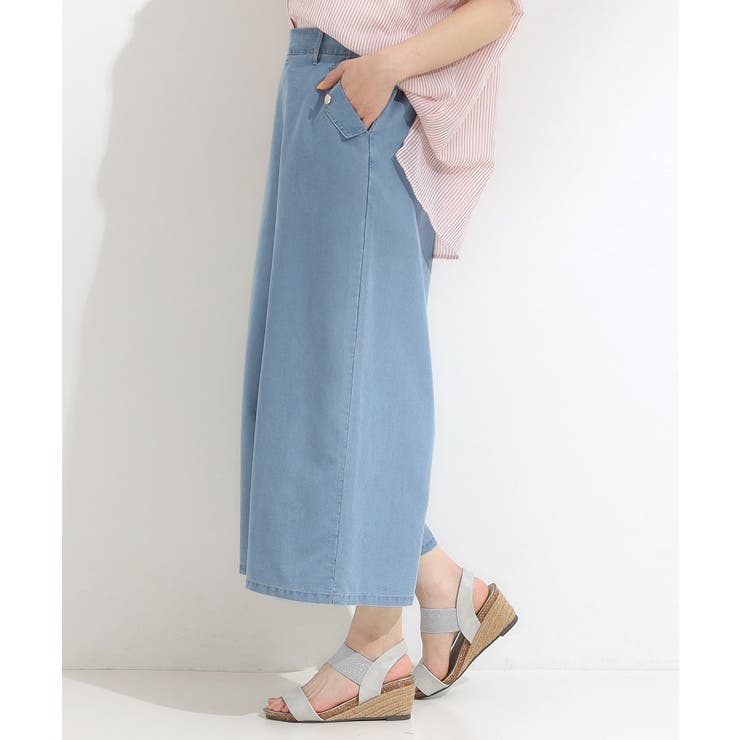 【洗える/S-LL/ひんやり】金ボタンがアクセント 大人のデニムガウチョパンツ | SHOO・LA・RUE | 詳細画像6 