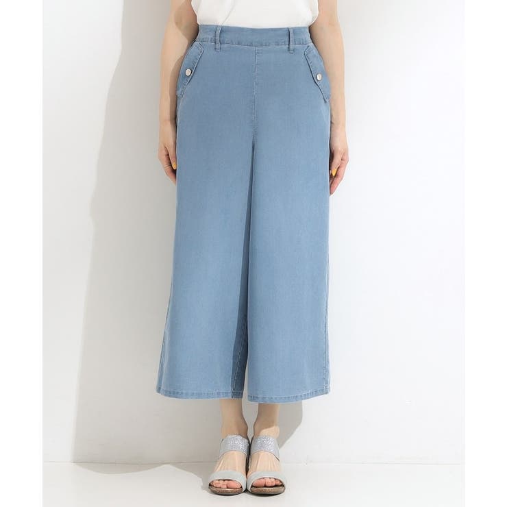 【洗える/S-LL/ひんやり】金ボタンがアクセント 大人のデニムガウチョパンツ | SHOO・LA・RUE | 詳細画像9 