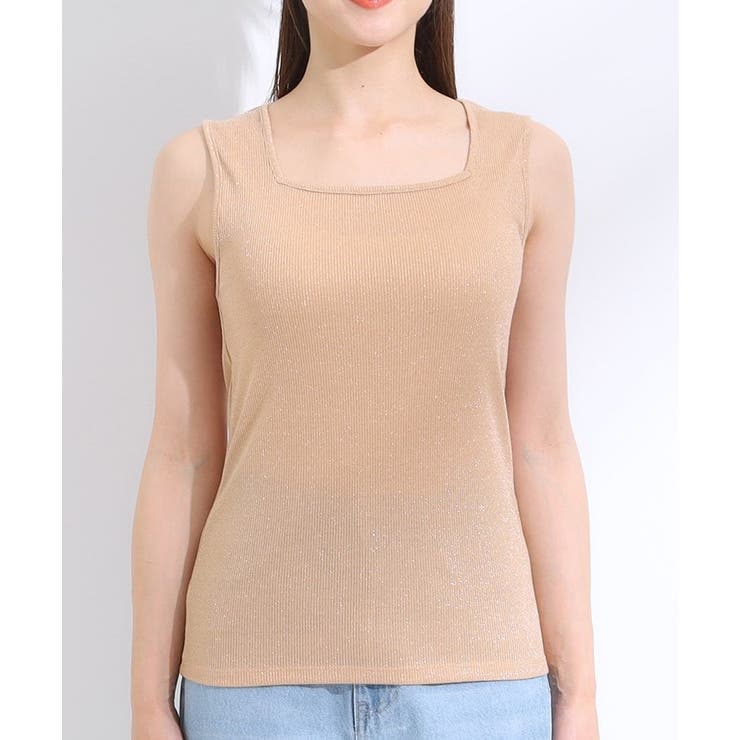 【S-LL】デコルテラインをきれいに魅せる ラメテレコタンクトップ | SHOO・LA・RUE | 詳細画像17 