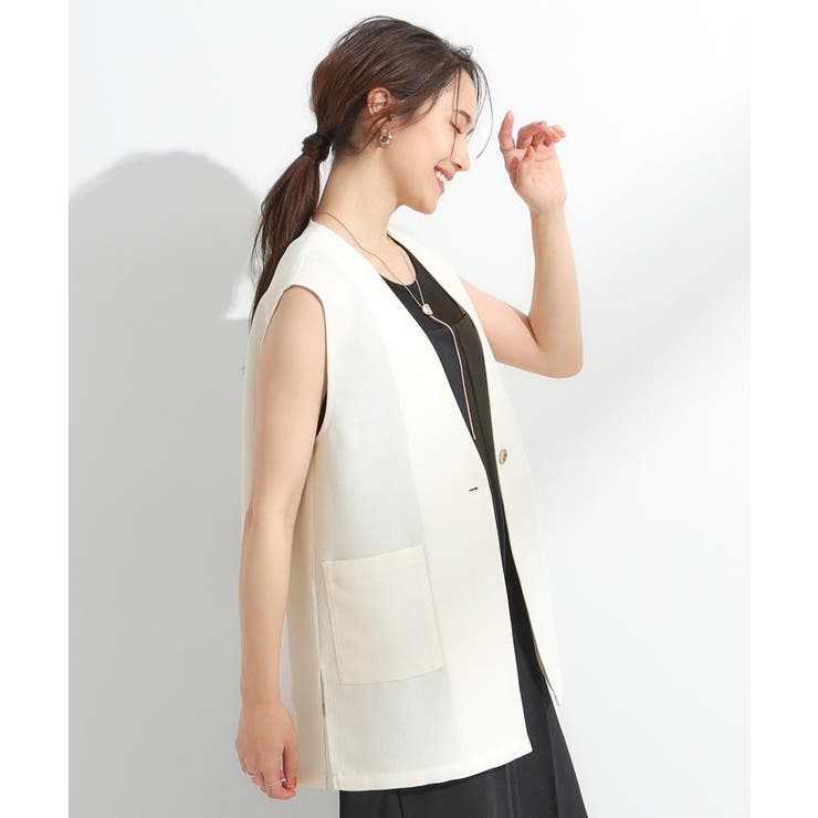 【S-LL】夏のレイヤードコーデに さらりと着られるメッシュジレ | SHOO・LA・RUE | 詳細画像2 