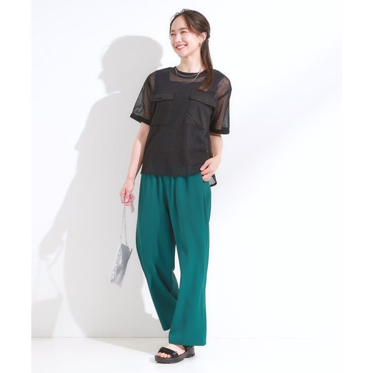 【S-LL】メッシュ素材で大人ヘルシー ポケット付きデザイントップス | SHOO・LA・RUE | 詳細画像7 