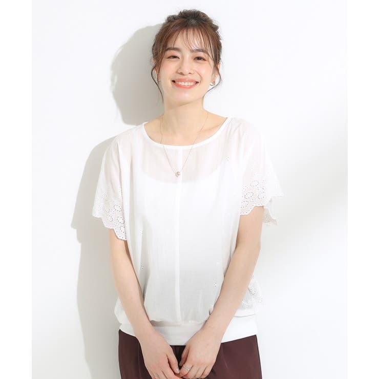 スカラップ刺繍レースが目を惹く ドルマントップス | SHOO・LA・RUE | 詳細画像1 
