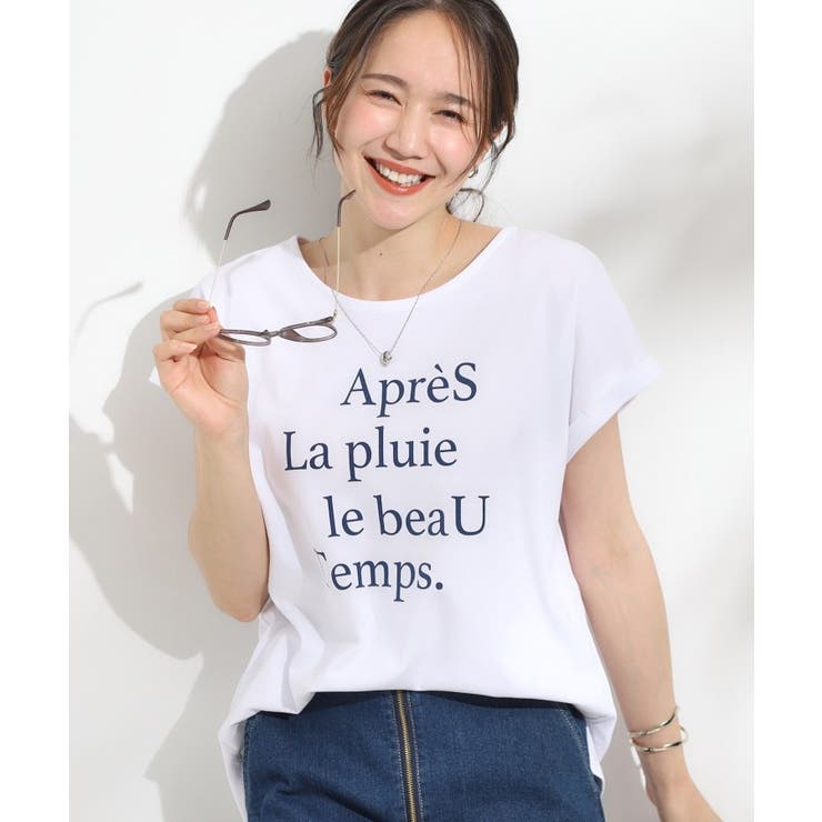 オフホワイト(003) | 【汗ジミ防止/ひんやり/UV】ロゴプリントTシャツ | SHOO・LA・RUE