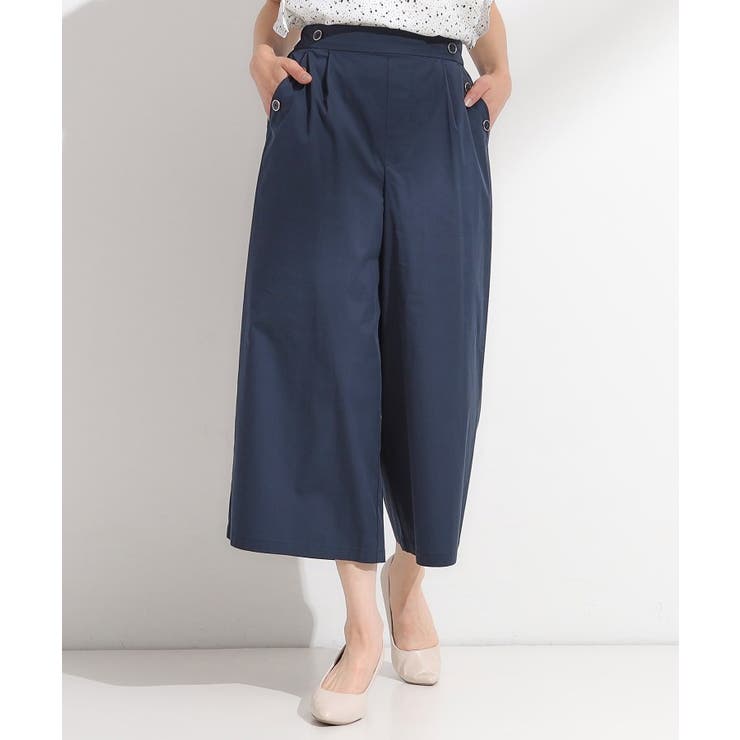 【S-LL/ひんやり/UV】すっきり見えマリン風 ガウチョパンツ | SHOO・LA・RUE | 詳細画像1 
