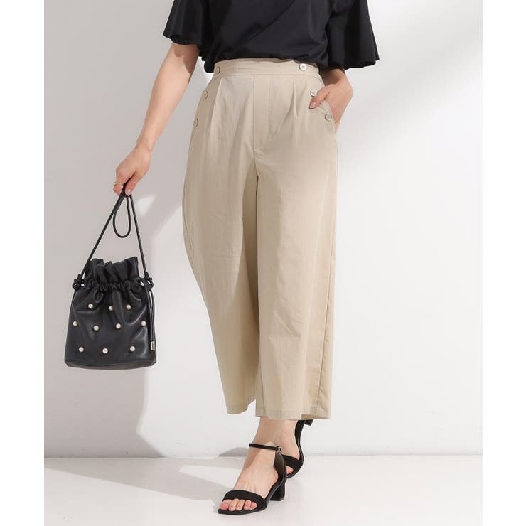 ベージュ(052) | 【S-LL/ひんやり/UV】すっきり見えマリン風 ガウチョパンツ | SHOO・LA・RUE