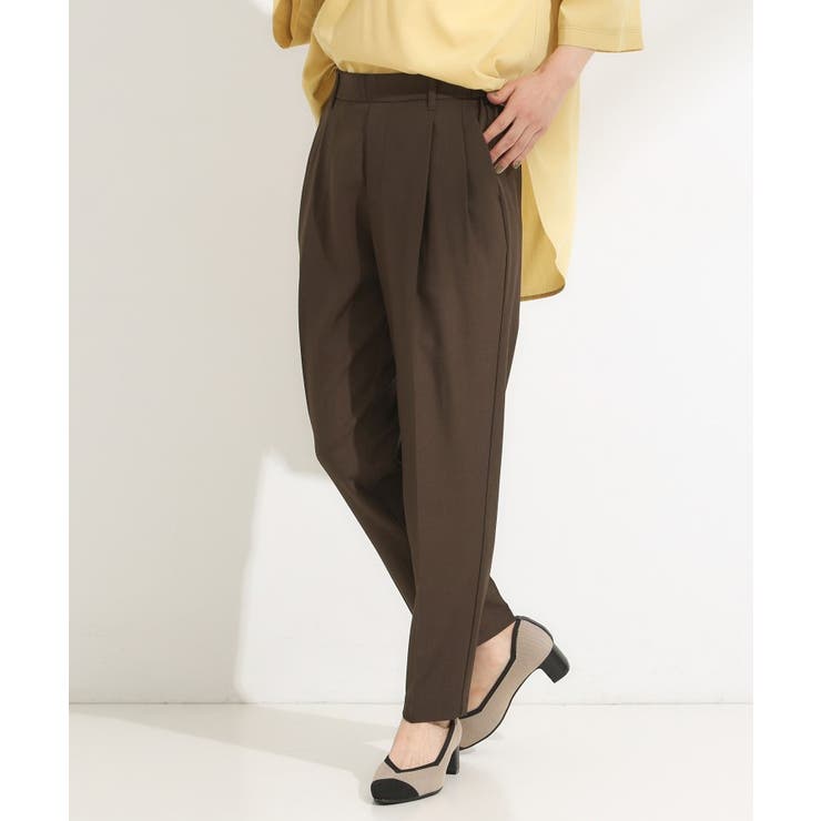 ブラウン(044) | 【洗濯機可】きれいめにもカジュアルにも 麻調テーパードパンツ | SHOO・LA・RUE