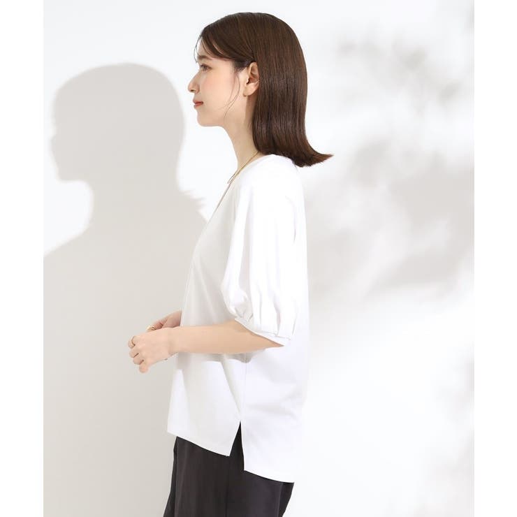 【S-LL/ひんやり/UV】スキッパーネックで女性らしい きれい見えトップス | SHOO・LA・RUE | 詳細画像2 