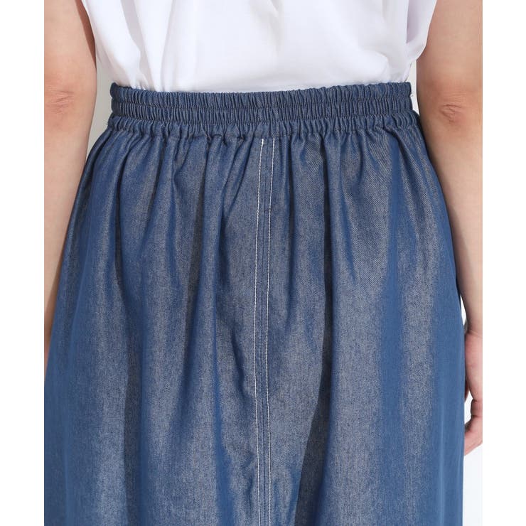 【S-LL】配色ステッチがアクセント デニムフレアスカート | SHOO・LA・RUE | 詳細画像13 