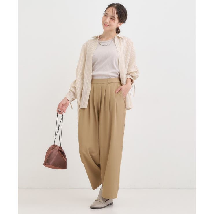 【S-LL】腰まわりや太ももを自然にカバー タックワイドパンツ | SHOO・LA・RUE | 詳細画像7 