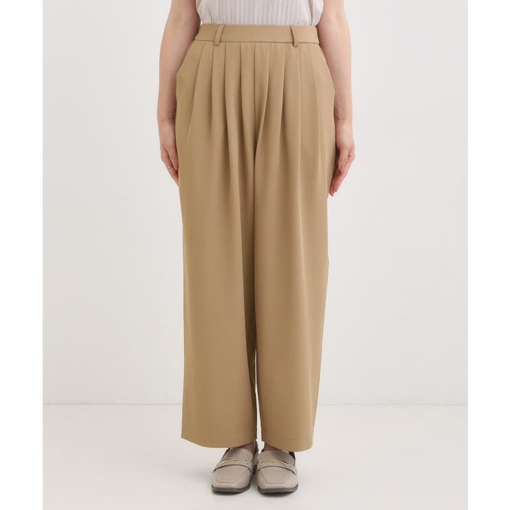 【S-LL】腰まわりや太ももを自然にカバー タックワイドパンツ | SHOO・LA・RUE | 詳細画像9 