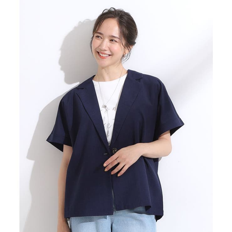 【S-LL】さらりと着たい大人のための 麻調半袖ジャケット | SHOO・LA・RUE | 詳細画像5 
