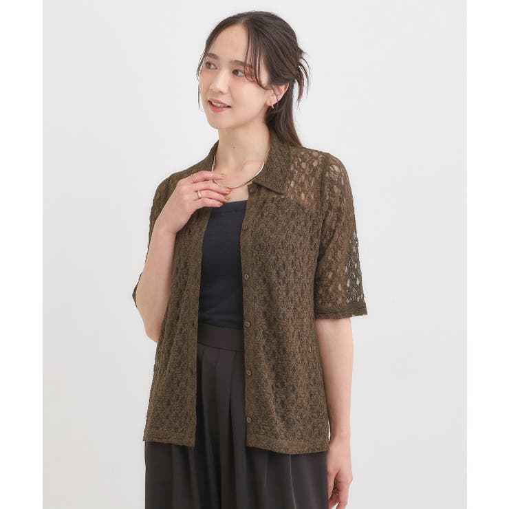 【S-LL/5分袖】大人の抜け感 襟付きレーストップス | SHOO・LA・RUE | 詳細画像5 