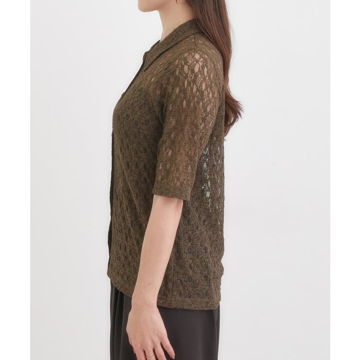 【S-LL/5分袖】大人の抜け感 襟付きレーストップス | SHOO・LA・RUE | 詳細画像10 