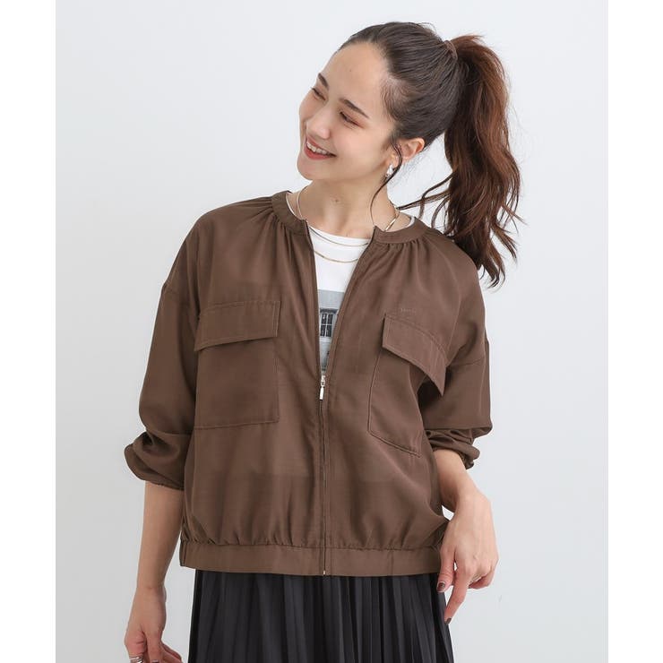 【S-LL】寒暖差のある時期に 大人上品なシアーブルゾン | SHOO・LA・RUE | 詳細画像5 