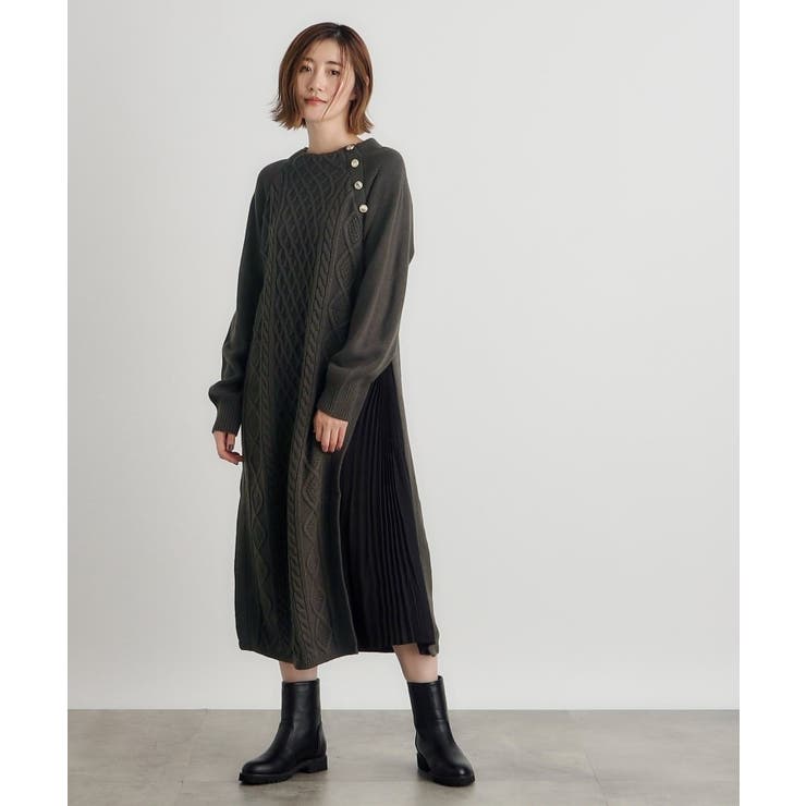 ケーブルサイドプリーツニットワンピース | grove | 詳細画像7 
