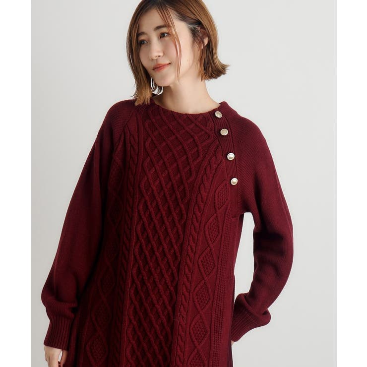 ケーブルサイドプリーツニットワンピース | grove | 詳細画像9 