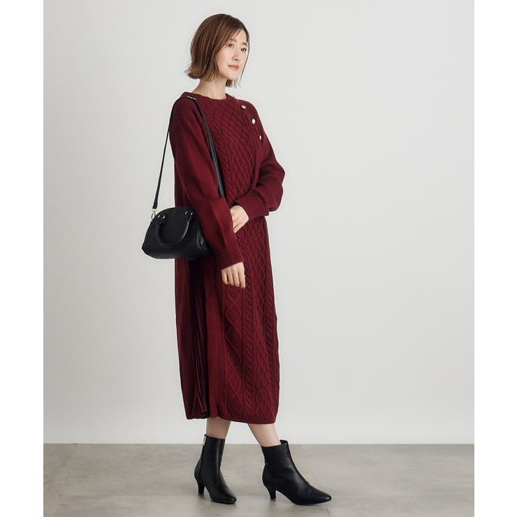 ケーブルサイドプリーツニットワンピース | grove | 詳細画像11 