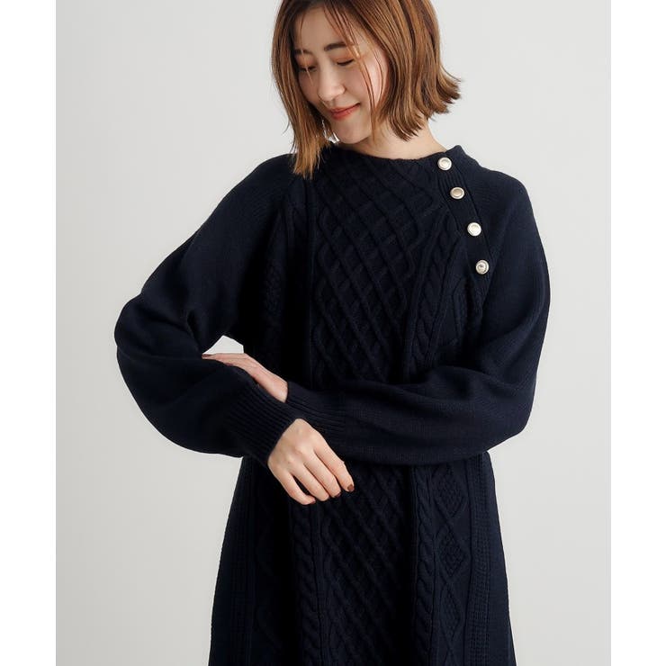 ケーブルサイドプリーツニットワンピース | grove | 詳細画像13 