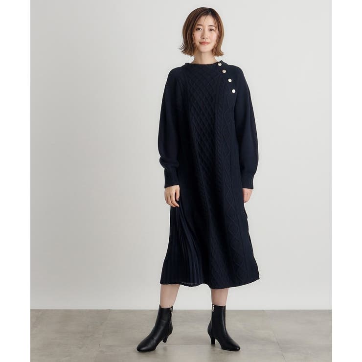 ケーブルサイドプリーツニットワンピース | grove | 詳細画像15 