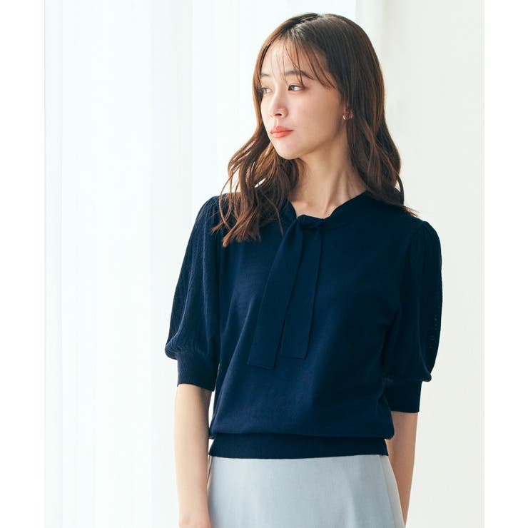 ボウタイ ニットプルオーバー まわさ レディース 