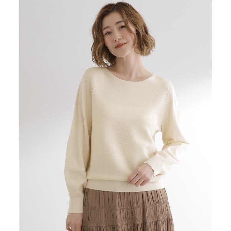 オフホワイト(003) | 【最終お値下げ！】ガーターボートネックプルオーバー【洗える/毛玉軽減】 | grove