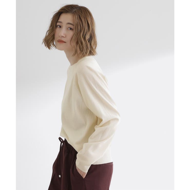 オフホワイト(003) | 【洗える/毛玉軽減】天竺ラグランスリーブプルオーバー | grove