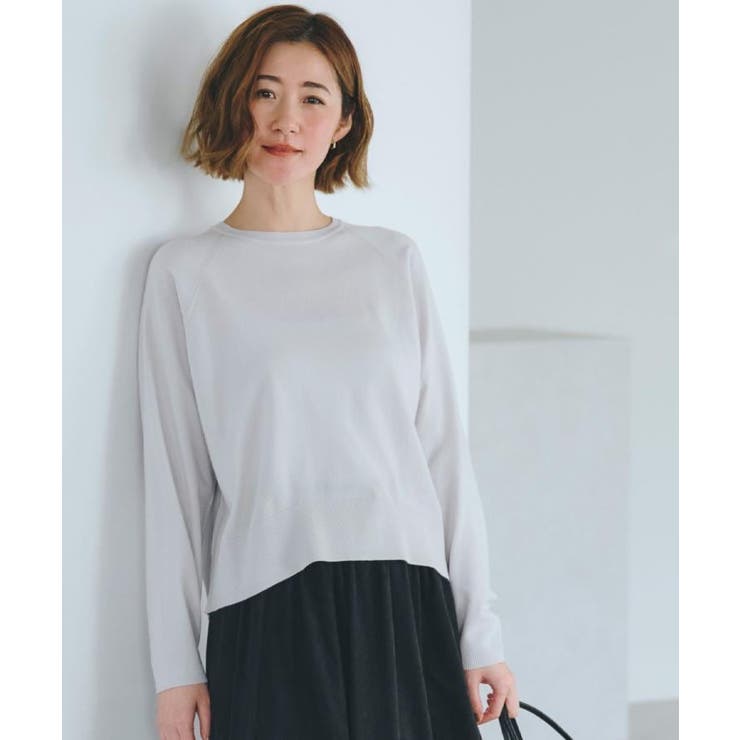 ライトグレー(011) | 【洗える/毛玉軽減】天竺ラグランスリーブプルオーバー | grove