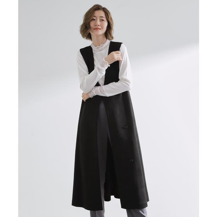 ブラック(019) | 【2WAY】スウェード調ジレワンピース | grove