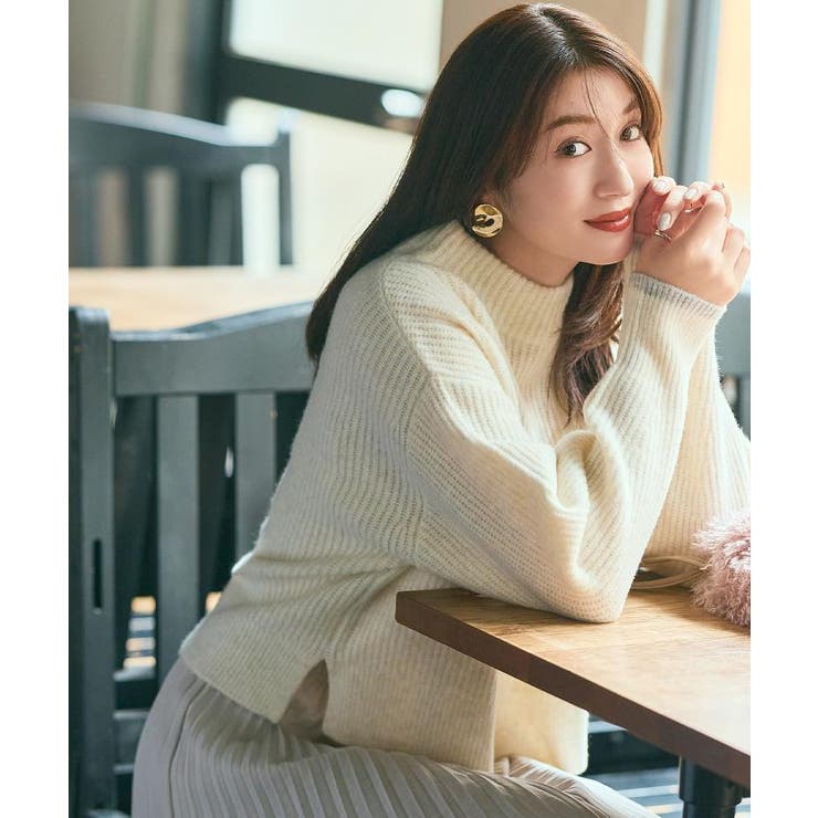 【洗える】ふんわりウール混ボトルネックニット | grove | 詳細画像1 