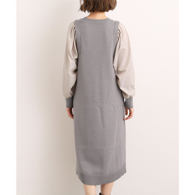 【石川梨華さん着用】一枚で華やぐ、袖布帛ケーブルニットワンピース | grove | 詳細画像20 