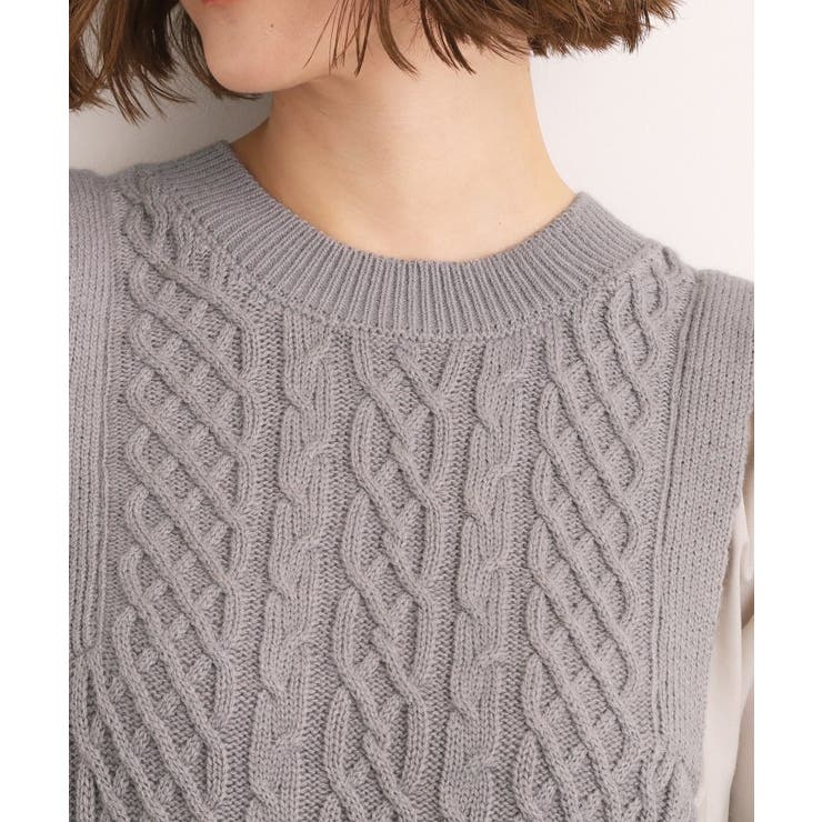 【石川梨華さん着用】一枚で華やぐ、袖布帛ケーブルニットワンピース | grove | 詳細画像21 