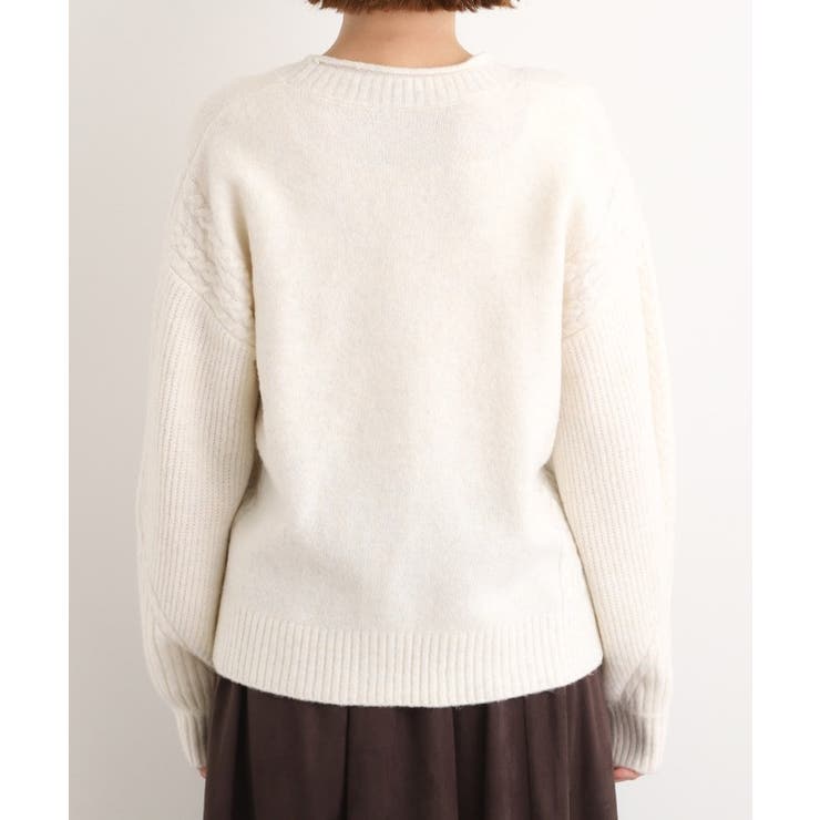 ケーブルアクセント Vネックカーディガン | grove | 詳細画像17 