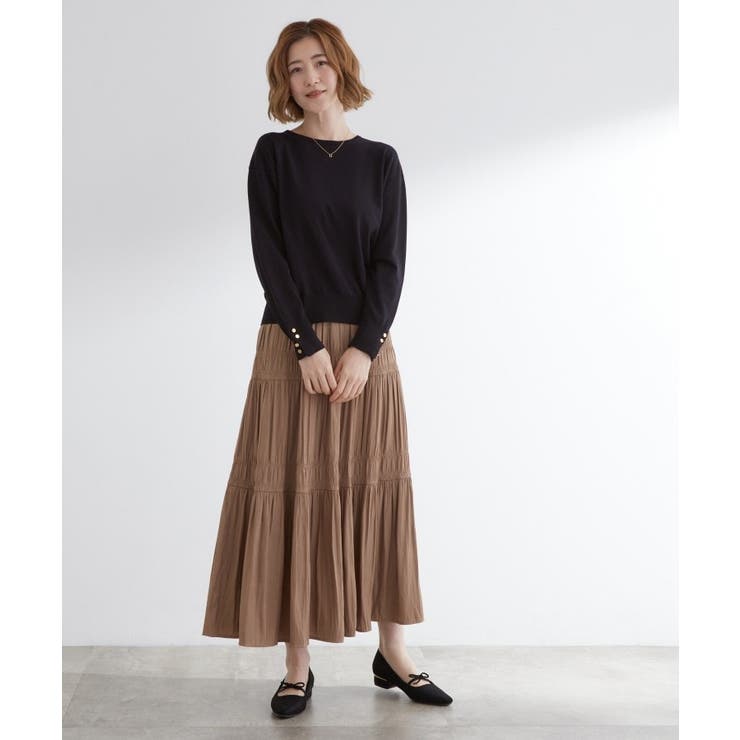 ON/OFF毎日使える！袖口ボタンドロップショルダーニット | grove | 詳細画像6 