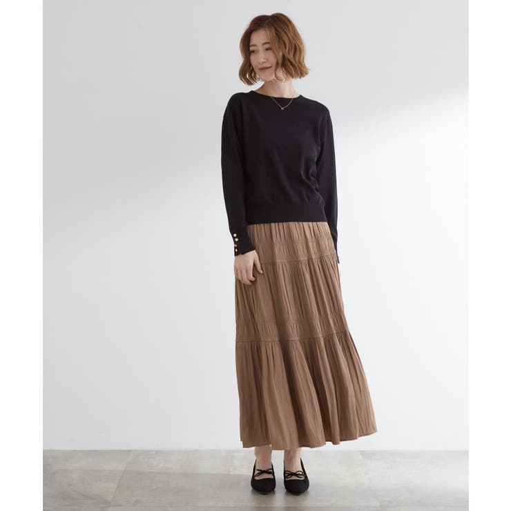 ON/OFF毎日使える！袖口ボタンドロップショルダーニット | grove | 詳細画像7 