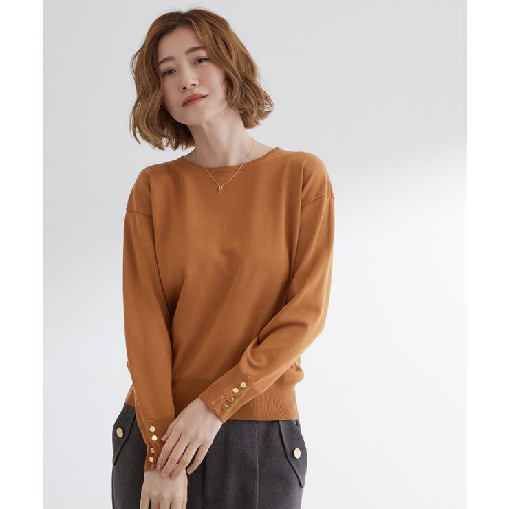 ON/OFF毎日使える！袖口ボタンドロップショルダーニット | grove | 詳細画像9 