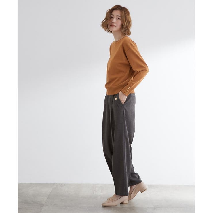 ON/OFF毎日使える！袖口ボタンドロップショルダーニット | grove | 詳細画像10 