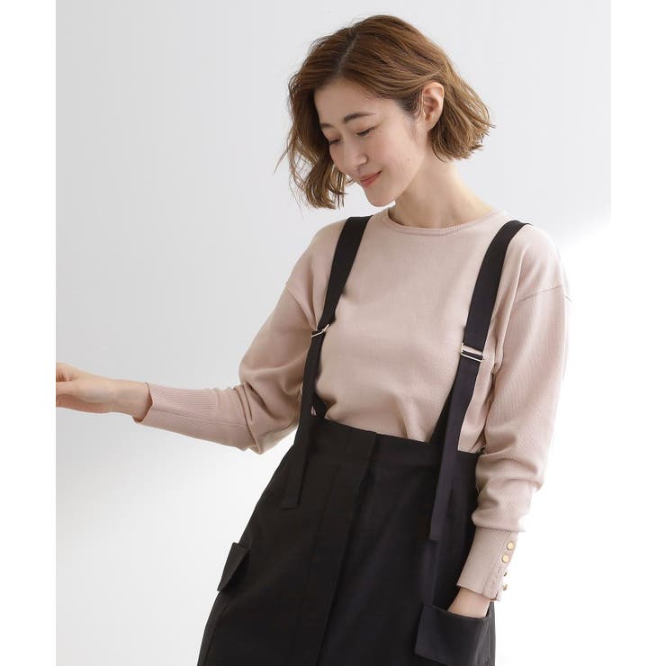 ペールピンク(070) | ON/OFF毎日使える！袖口ボタンドロップショルダーニット | grove
