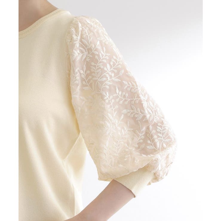 【二の腕カバー】繊細さと上品さをまとう袖刺繍プルオーバーニット | grove | 詳細画像21 